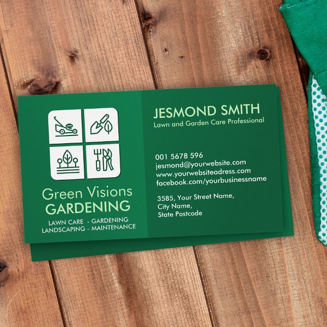 Gardening Services - White Icons Business Card (Creator Uploaded)