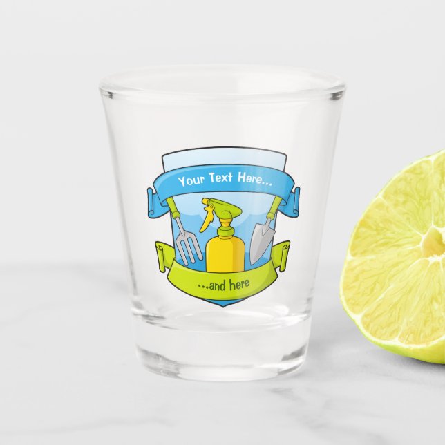 Gardening Shield with Banners Shot Glass (Front)