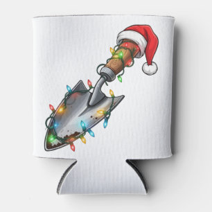 Gardening Shovel Wrapped in Christmas Lights Can Cooler