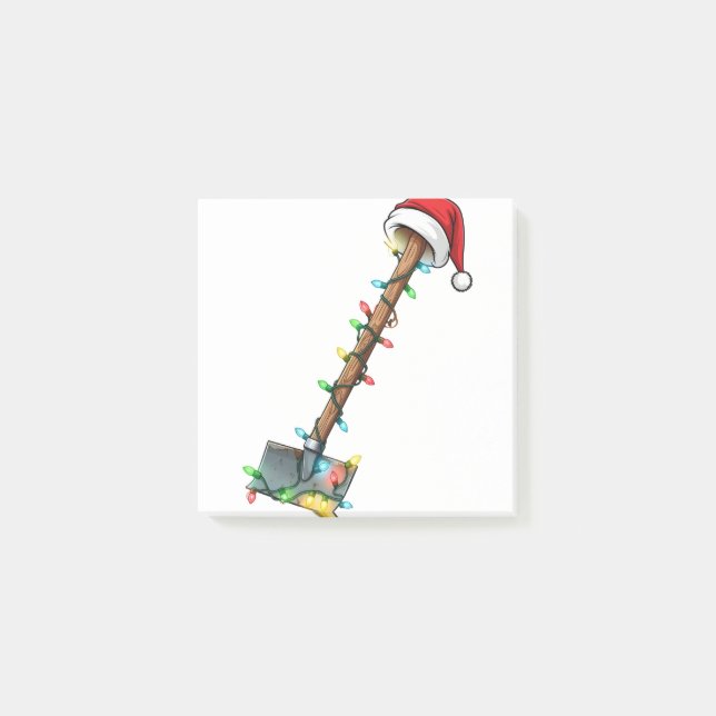 Gardening Shovel Wrapped in Christmas Lights  Post-it Notes (Front)