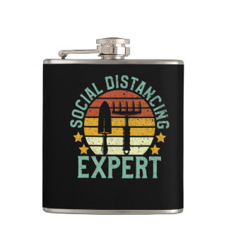 Gardening Social Distancing Tee Botanical Gardener Hip Flask
