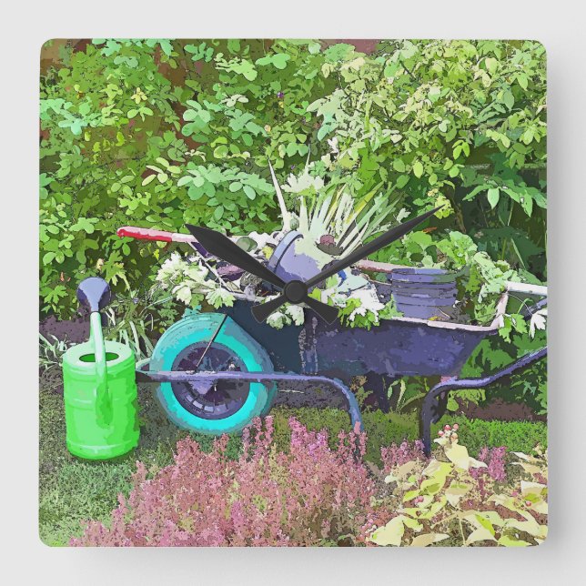 GARDENING SQUARE WALL CLOCK (Front)