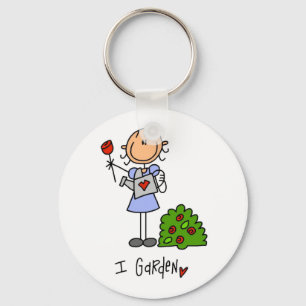 Gardening Stick Figure Key Ring