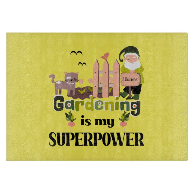 Gardening Superpower, Cute Gardener  Cutting Board (Front)