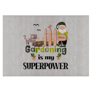 Gardening Superpower, Cute Gardener Cutting Board