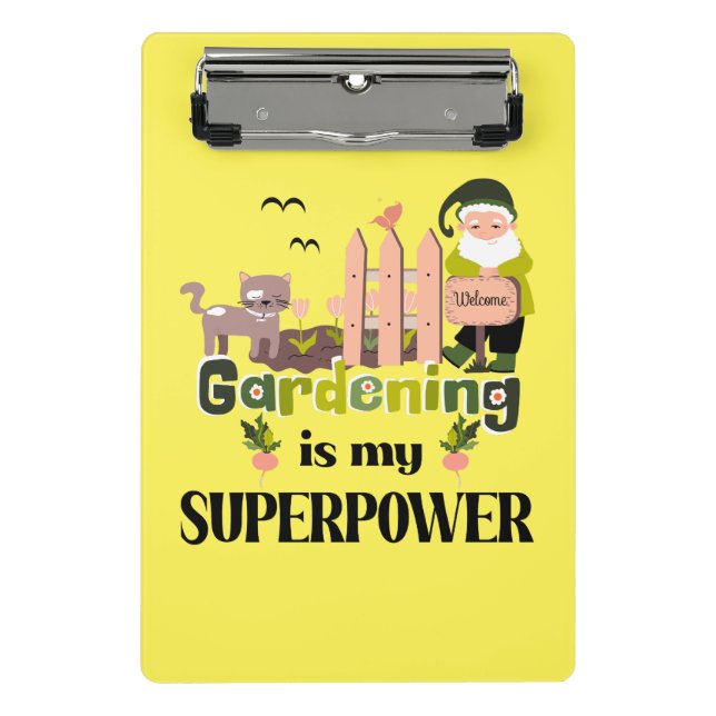 Gardening Superpower, Cute Gardener  Mini Clipboard (Front)