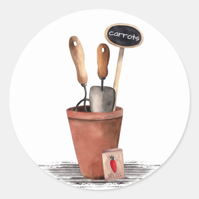 Gardening Terracotta Round Sticker (Front)