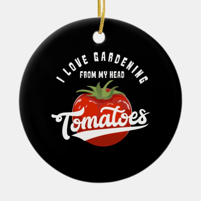 Gardening Tomatoes Ceramic Tree Decoration (Front)