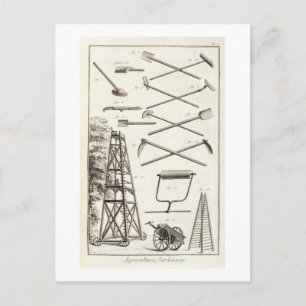 Gardening tools and a mobile pruning platform, fro postcard