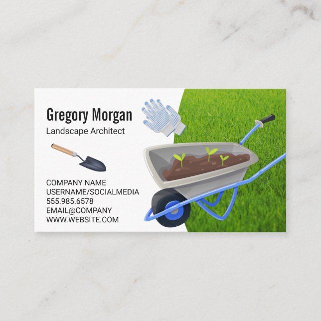 Gardening Tools | Grass Landscape Business Card (Front)