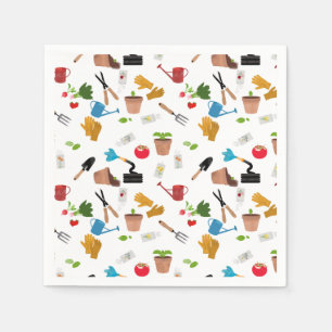 Gardening Tools Plants Gardener Nursery Pattern Napkin