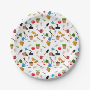 Gardening Tools Plants Gardener Nursery Pattern Paper Plate
