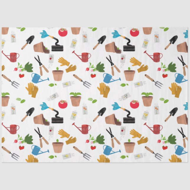 Gardening Tools Plants Gardener Nursery Pattern Tissue Paper (Front)