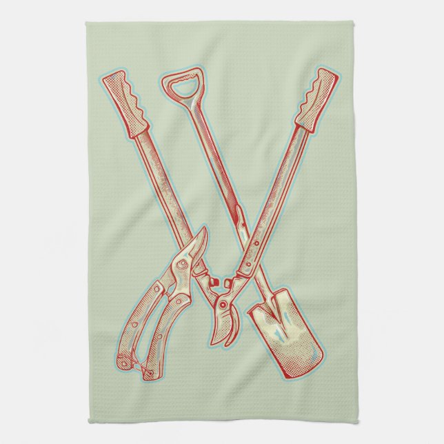 Gardening tools tea towel (Vertical)