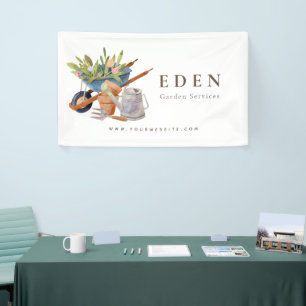 Gardening Tools Watercolor Garden Business Banner