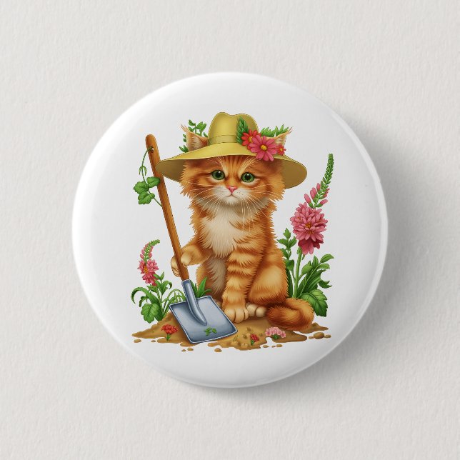 Gardening with Cats 6 Cm Round Badge (Front)