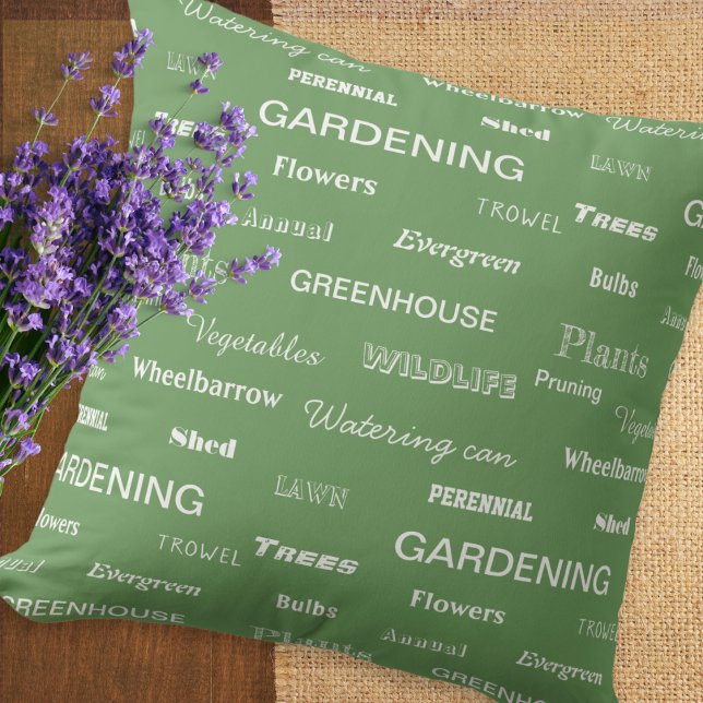 Gardening Words Gardeners Green Garden Lovers Cushion (Creator Uploaded)