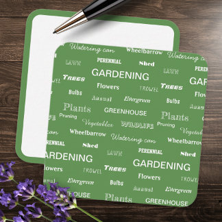 Gardening Words Pattern Stylish Green Garden Chic Card