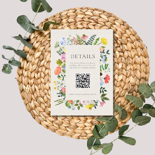 Garden's Bloom Wildflower QR Code Wedding Enclosure Card