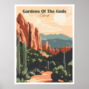 Gardens of the Gods Colorado Travel illustration Poster