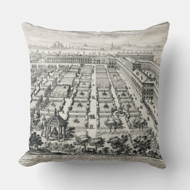 Gardens of the Quirinale, from 'Li Giardini di Rom Cushion (Front)