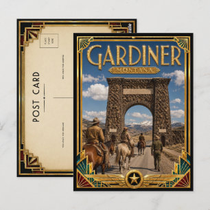 Gardiner Montana Vintage Art Deco Golden Age Postcard