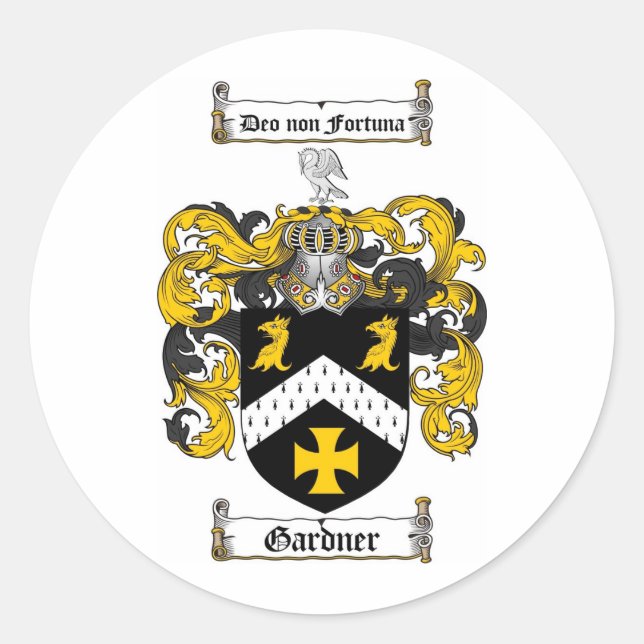 GARDNER FAMILY CREST -  GARDNER COAT OF ARMS CLASSIC ROUND STICKER (Front)