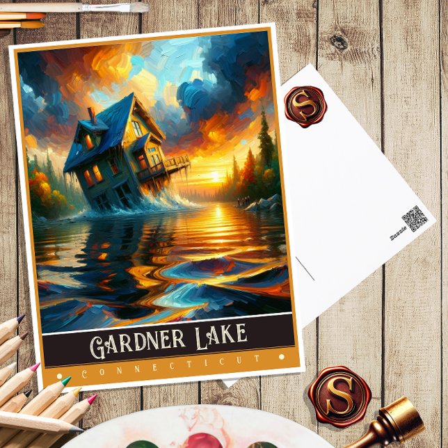 Gardner Lake, Connecticut | Vintage Painting Postcard (Creator Uploaded)