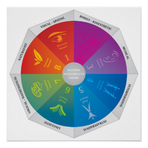 Gardner's Multiple Intelligences Theory Diagram Poster