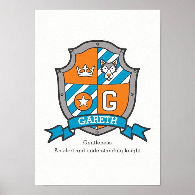Gareth boys G name meaning orange crest poster (Front)