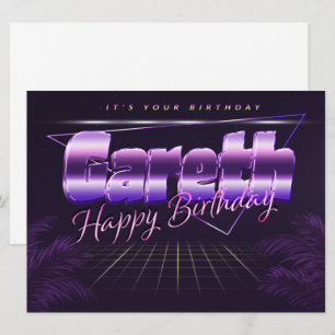 Gareth Name Vorname lila retro Karte Geburtstag Card