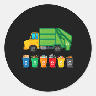 Garge Truck Reuse Recycle Trash Collector Earth Da Classic Round Sticker