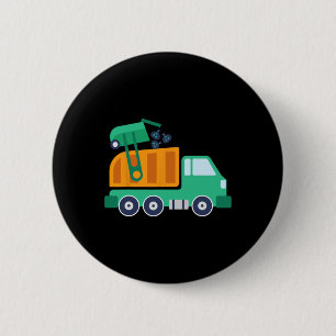 Garge Truck Waste Recycle Trash Collector Earth Da 6 Cm Round Badge
