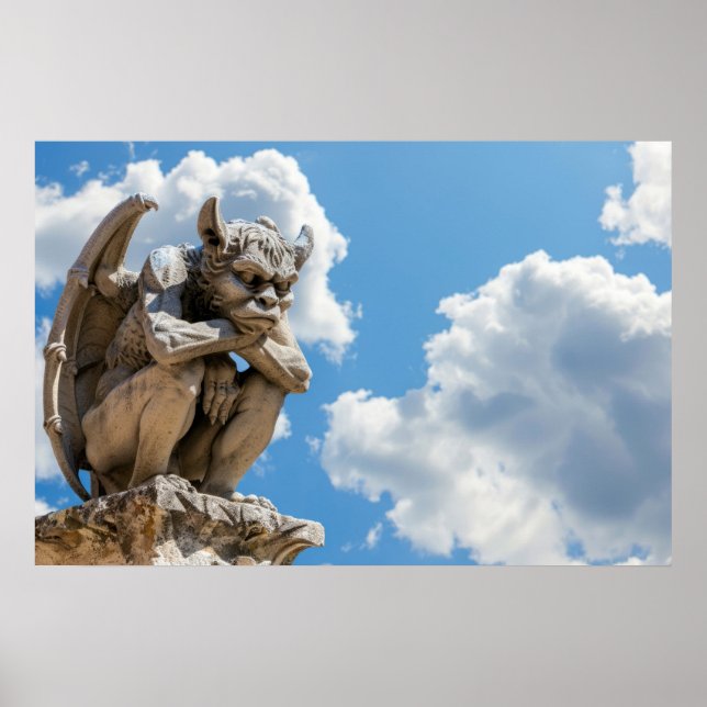 Gargoyle and Clouds Poster (Front)