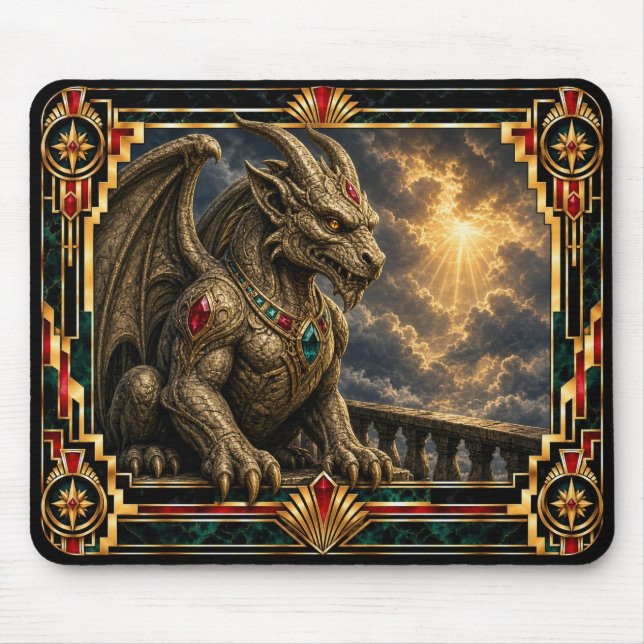 Gargoyle, Art Deco Mythical Mouse Pad (Front)
