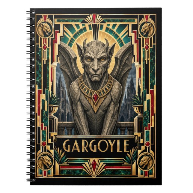 Gargoyle, Art Deco Mythical Notebook (Front)