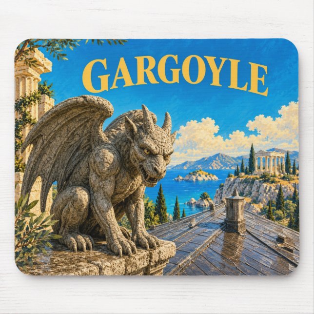 Gargoyle, Gothic Fantasy Monster Mouse Pad (Front)