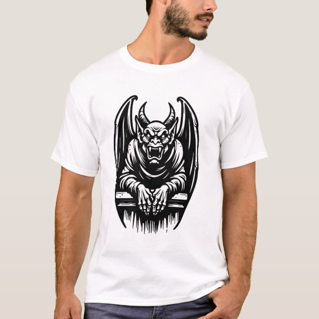 Gargoyle - Gothic Winged Demon T-Shirt (Front)