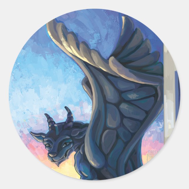 Gargoyle Guardian Classic Round Sticker (Front)