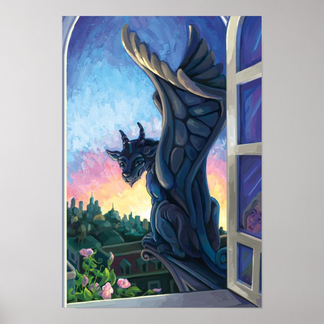 Gargoyle Guardian Fantasy Art Poster (Front)