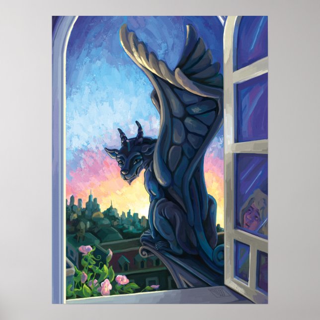 Gargoyle Guardian Fantasy Art Poster (Front)