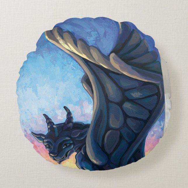 Gargoyle Guardian Round Cushion (Front)