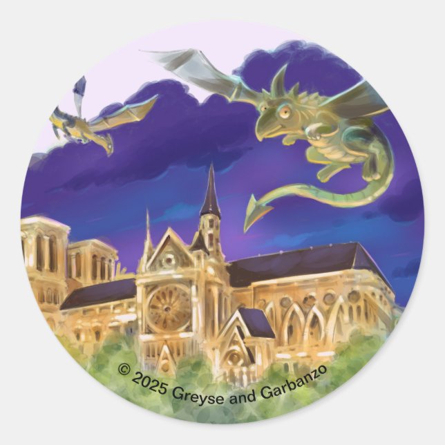 Gargoyle Notre Dame - Paris Classic Round Stickers (Front)