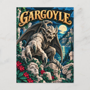 Gargoyle, Paper Cut Monster Postcard