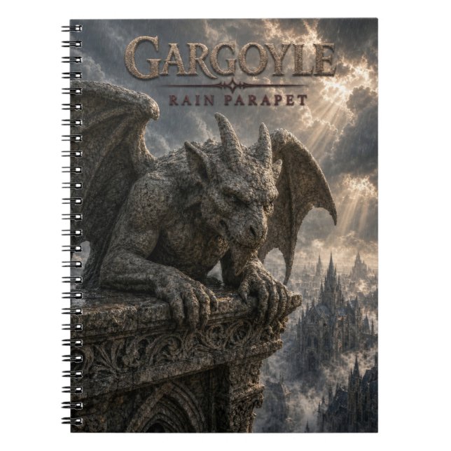 Gargoyle Rain Parapet Dark Cinema Notebook (Front)