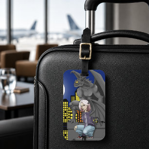 Gargoyle Urban Fantasy Cityscape Luggage Tag