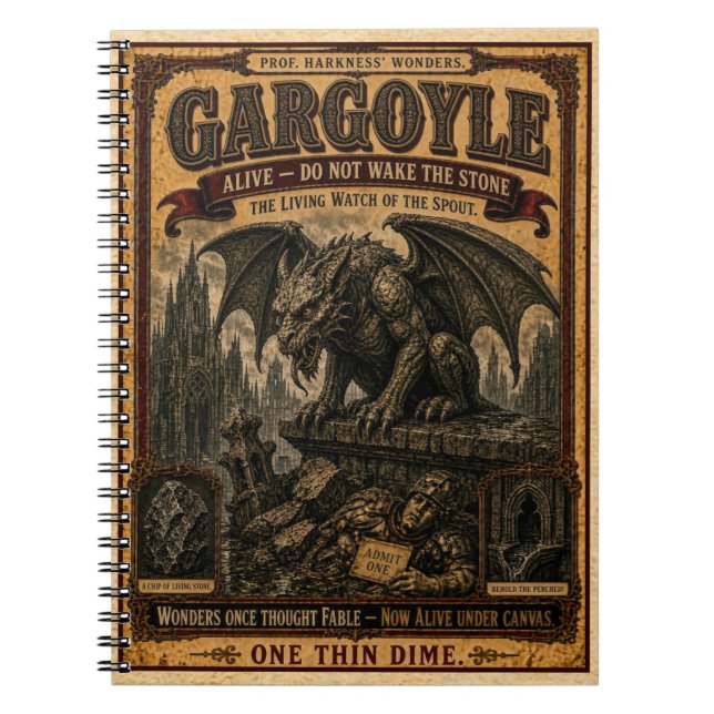 Gargoyle, Vintage Circus Monster Notebook (Front)