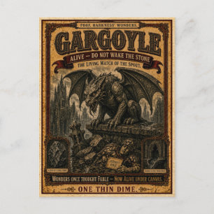 Gargoyle, Vintage Circus Monster Postcard