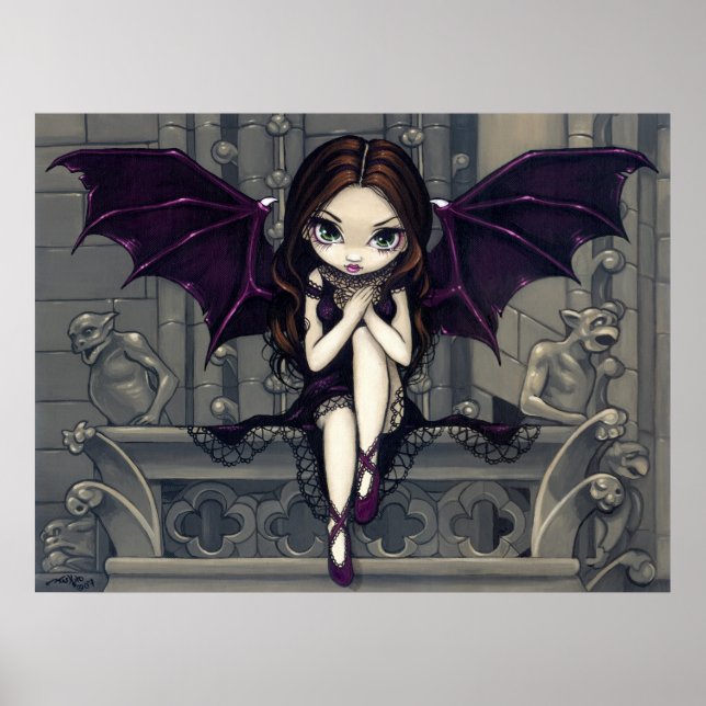 Gargoyles of Notre Dame gothic fairy Art Print (Front)
