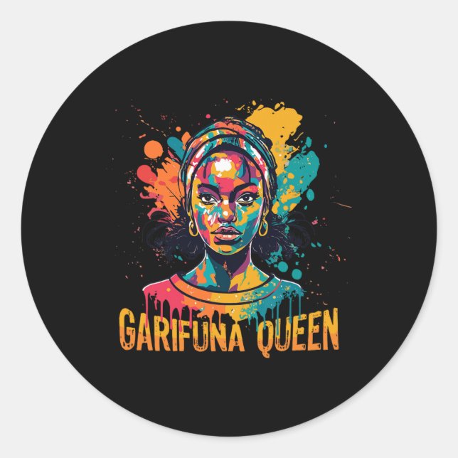 Garifuna Queen Design For Honduras Caribbean Afro  Classic Round Sticker (Front)